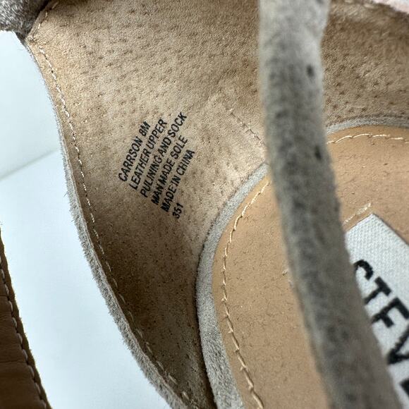 Steve Madden Women's Sz 8 Carrson Block Heeled Sandals Greige Suede Ankle Strap - Picture 6 of 7